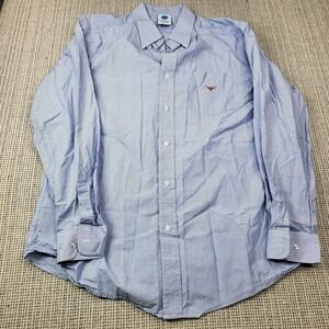 Texas Longhorns Dress Shirt Mens Large Blue Striped NCAA Basketball Cotton